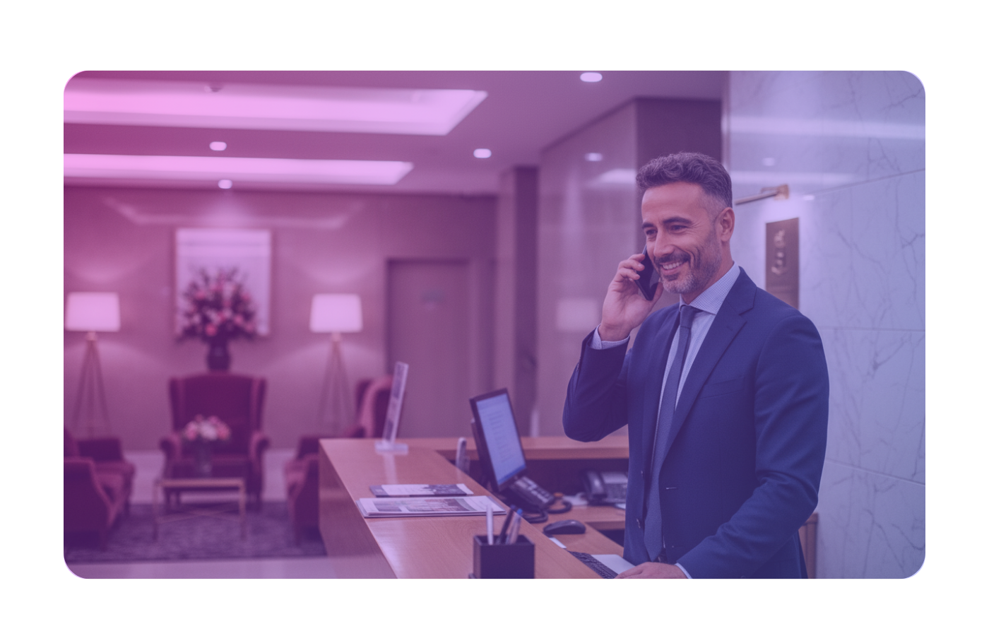 Agente de voz con inteligencia artificial para hoteles gestionando llamadas y reservas en recepción