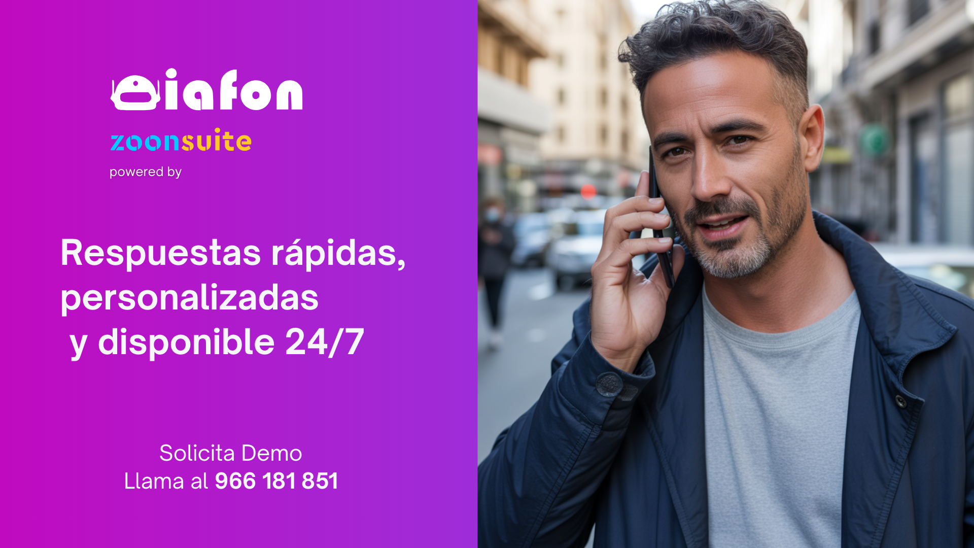 Agente de voz con inteligencia artificial IAfon ofreciendo atención telefónica rápida y disponible 24/7